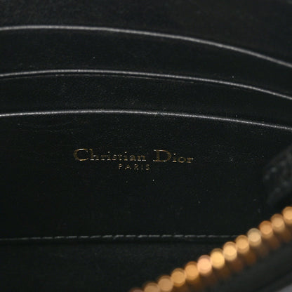 Calfskin Cannage Caro Zipped Pouch With Chain Black