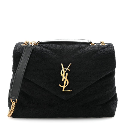 Canvas Y Quilted Monogram Small Loulou Chain Satchel Black