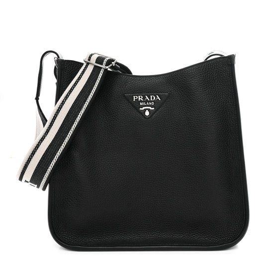Vitello Daino Soft Hobo Messenger Bag Black
