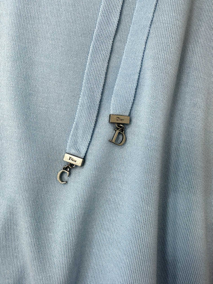 CD Short-Sleeved Fitted Sweater Sky Blue Silk Knit 349493