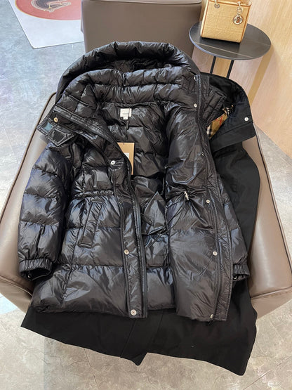 Burberry 25 Trench Coat Two-piece Set Black Cotton Down Nylon