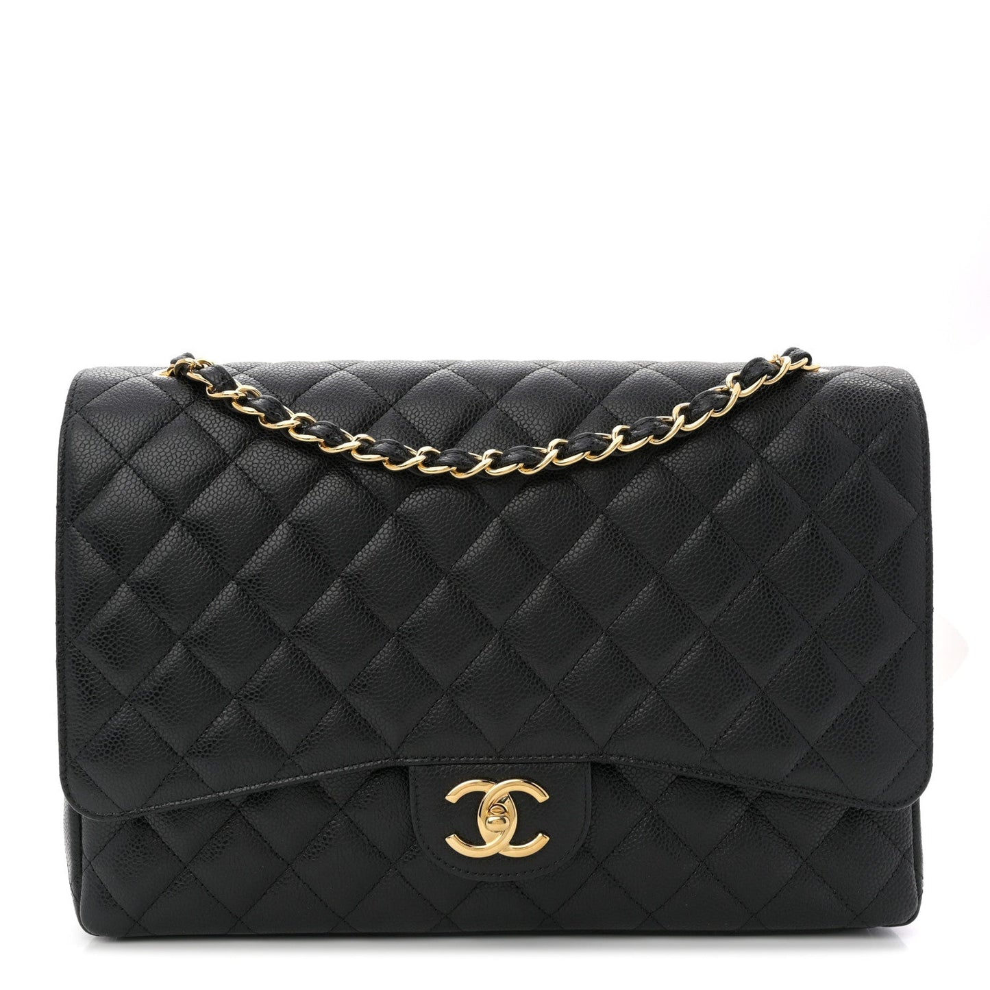 Caviar Quilted Maxi Double Flap Black