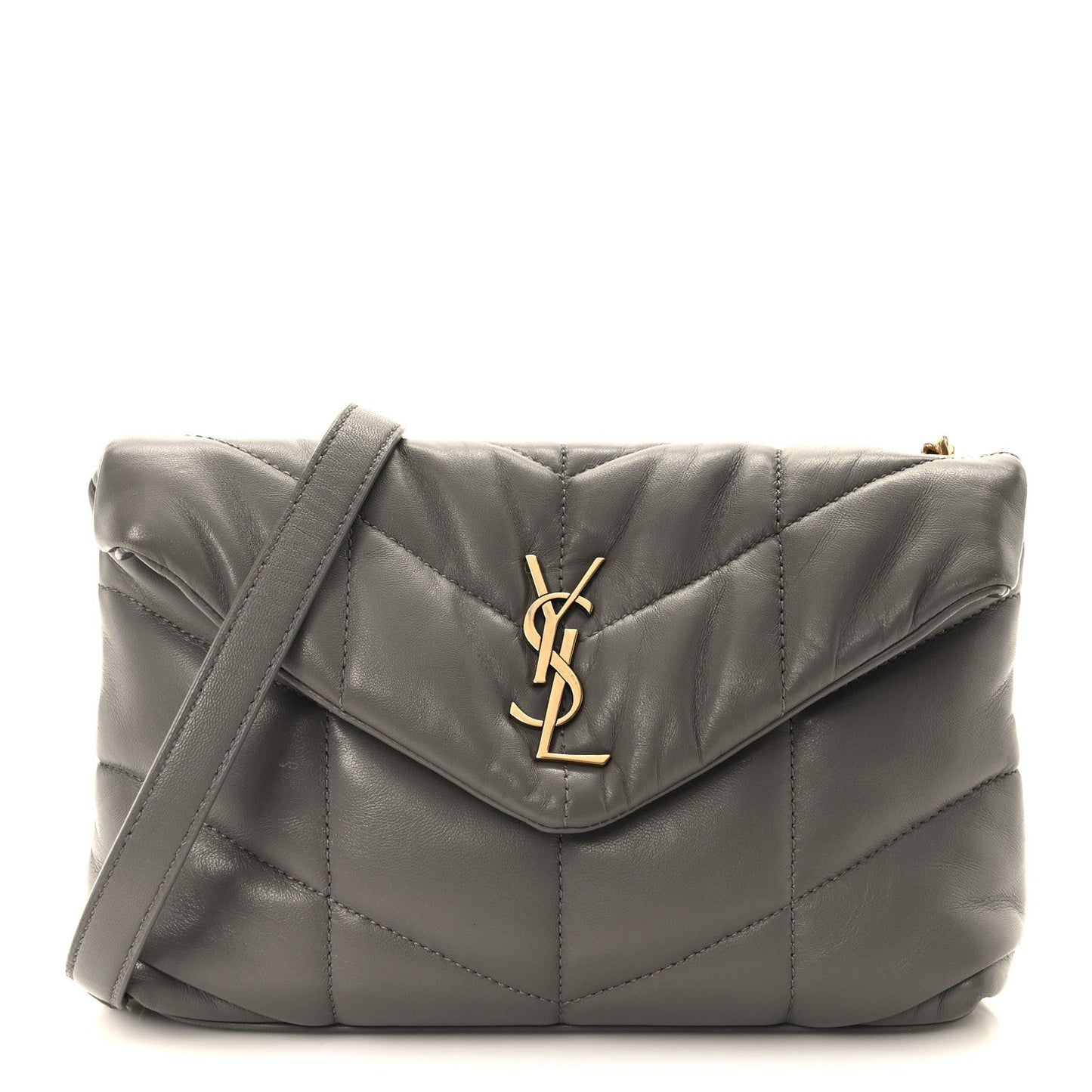 Lambskin Quilted Toy Loulou Puffer Monogram Chain Satchel Fog