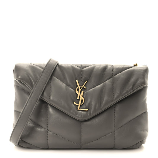 Lambskin Quilted Toy Loulou Puffer Monogram Chain Satchel Fog