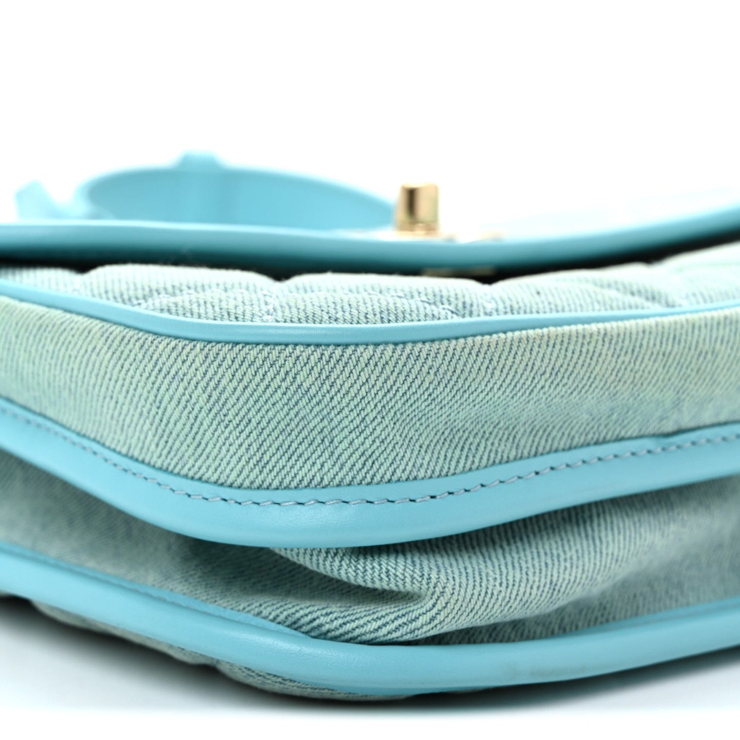 Denim Quilted Small Messenger Flap Neon Blue