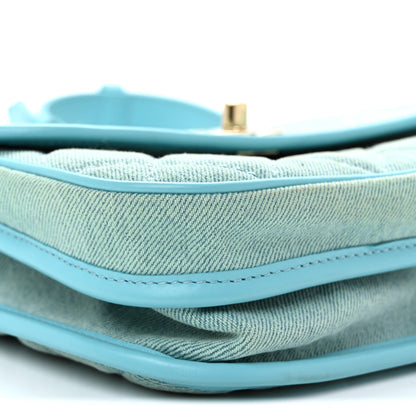 Denim Quilted Small Messenger Flap Neon Blue