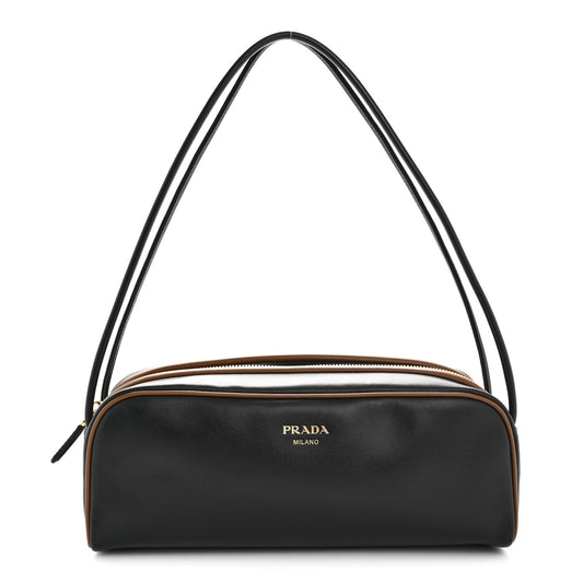 Soft Calfskin Swing Shoulder Bag Black Hazelnut