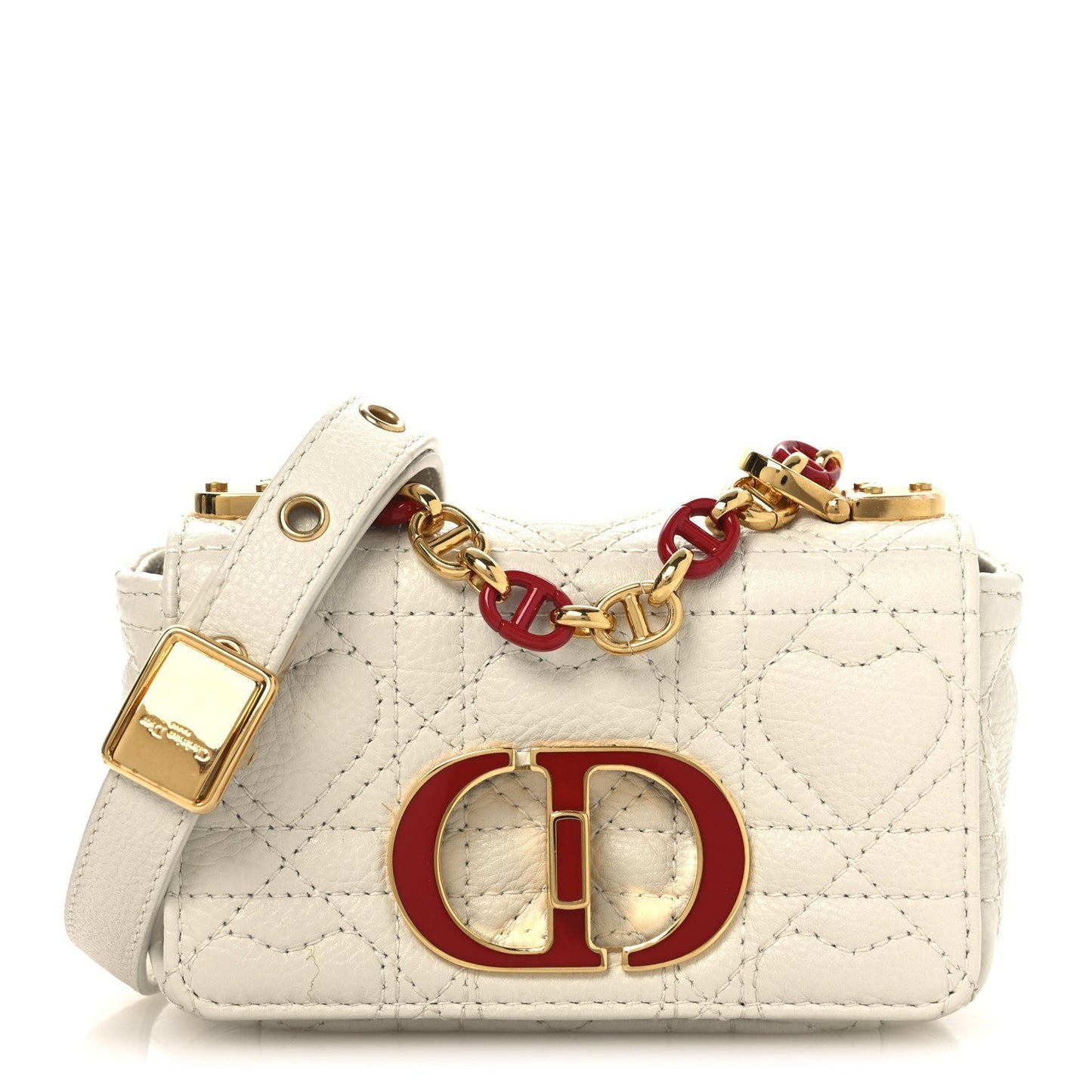 Calfskin Heart Cannage Dioramour Micro Bag Latte