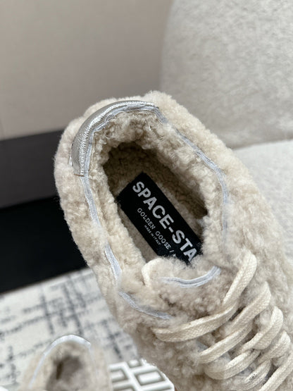 Golden Goose 2025 Space-Star Sabot Sneaker Beige White Wool 141175