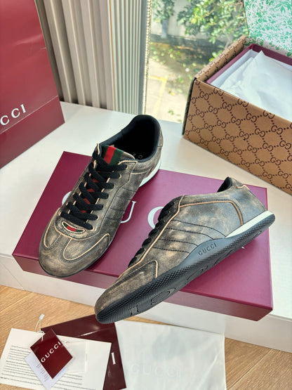 Gucci Shift Damensneaker Varianten Schwarzes Vintage Grey Brown Leder 506843