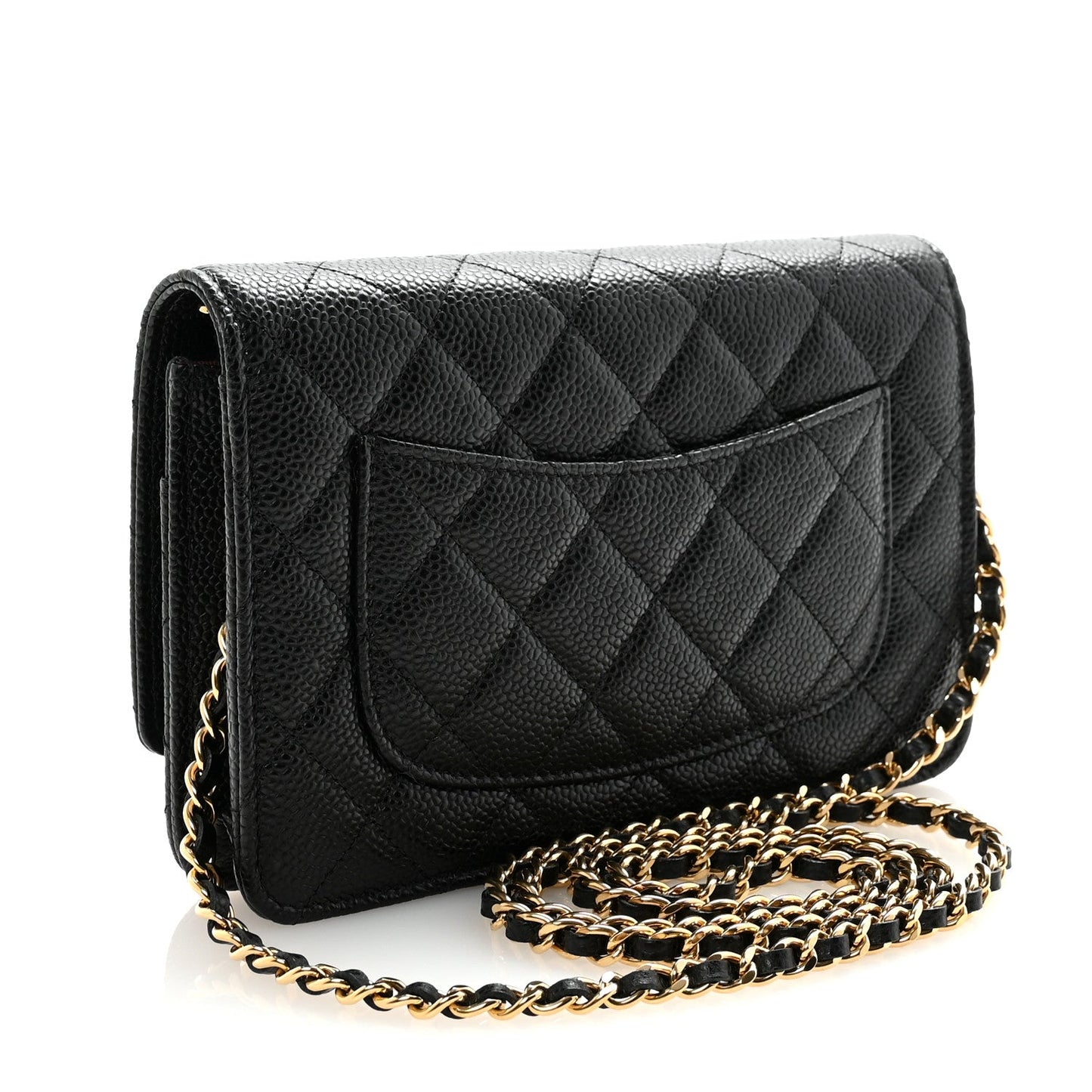 Caviar Quilted CC Turnlock Wallet On Chain WOC Black