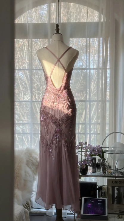 Vintage Elegant Purple Fairy Long Chiffon Spaghetti Strap Romantic Ball Gown Evening Dress Prom Dresses TP3969