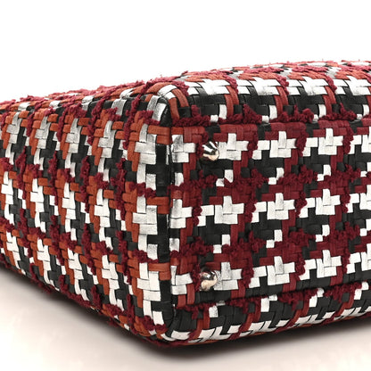 Lambskin Woven Tweed Large Lady Dior Red Multicolor