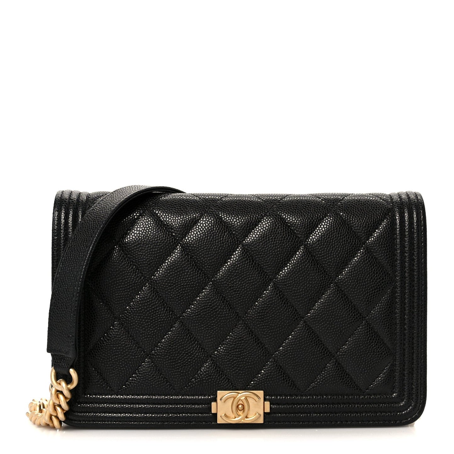 Caviar Quilted Boy Wallet On Chain WOC Black