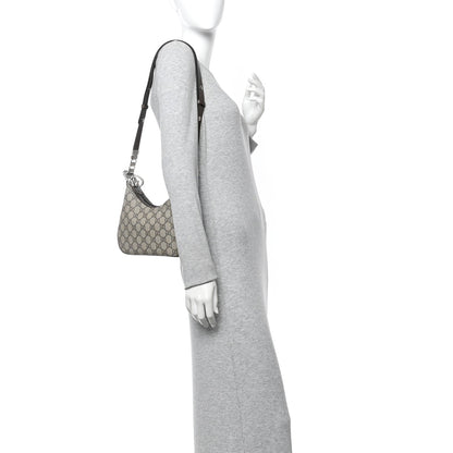 GG Supreme Monogram Textured Calfskin Web Small Attache Shoulder Bag Beige Ebony New Acero