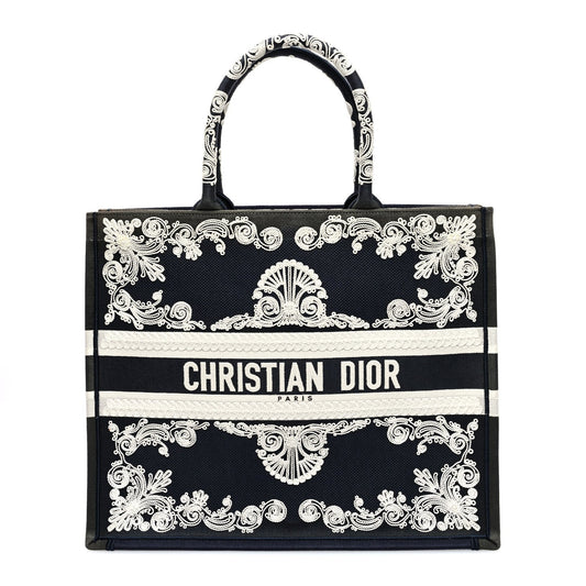 Canvas Embroidered Cornely Book Tote Blue White