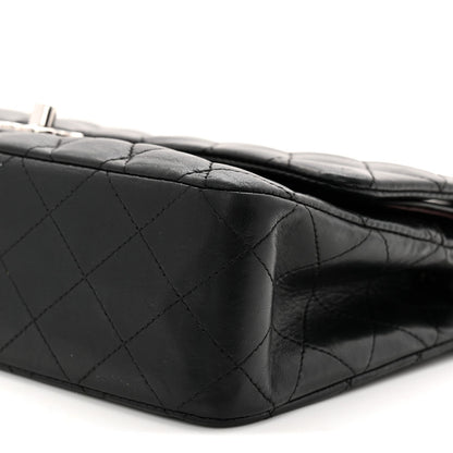 Lambskin Quilted Medium Double Flap Black