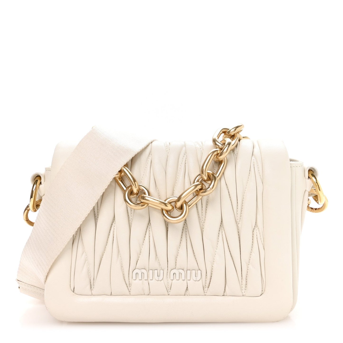 Nappa Matelasse Chain Shoulder Bag White