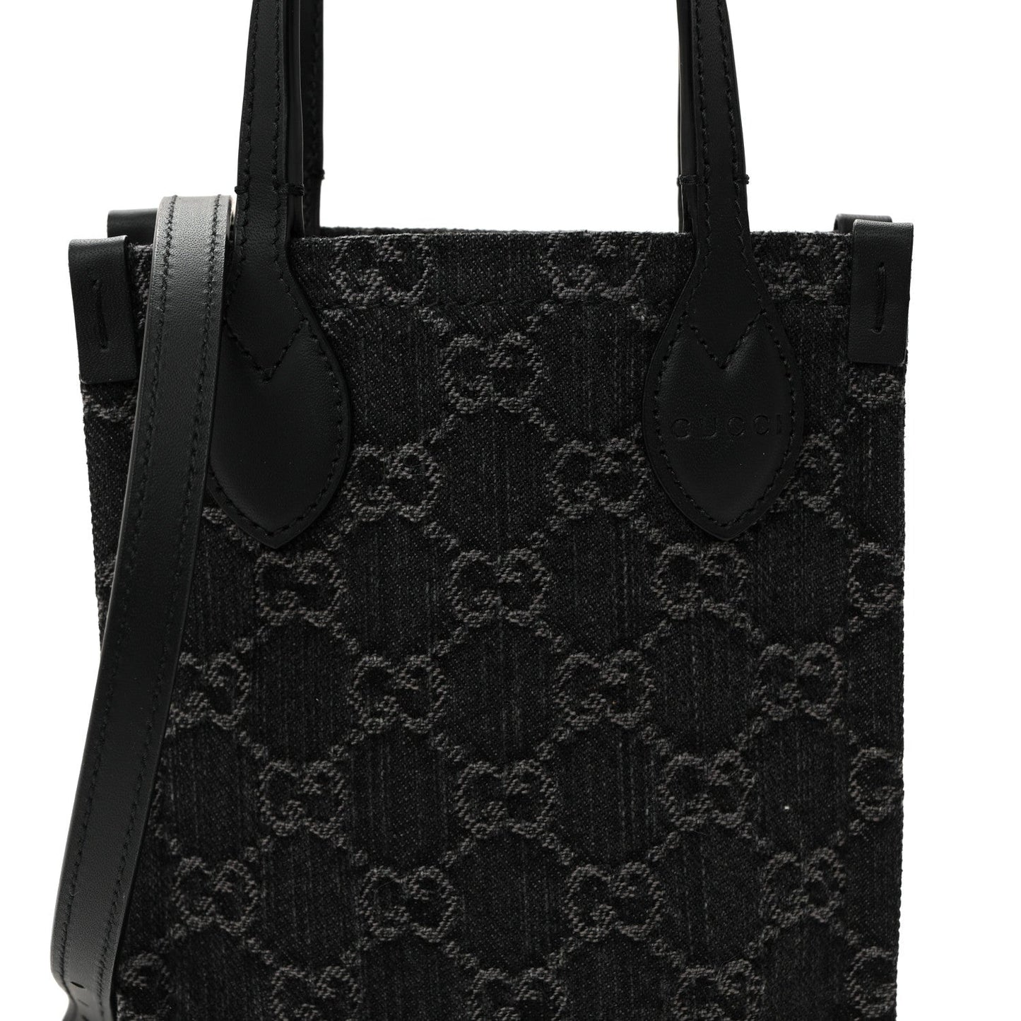 Denim Ophidia GG Monogram Mini Tote Bag Black