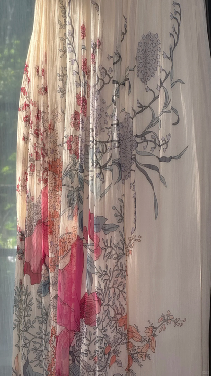 Enchanting V-neck Floral Jacquard Chiffon Prom Dress Evening Dress TP4309