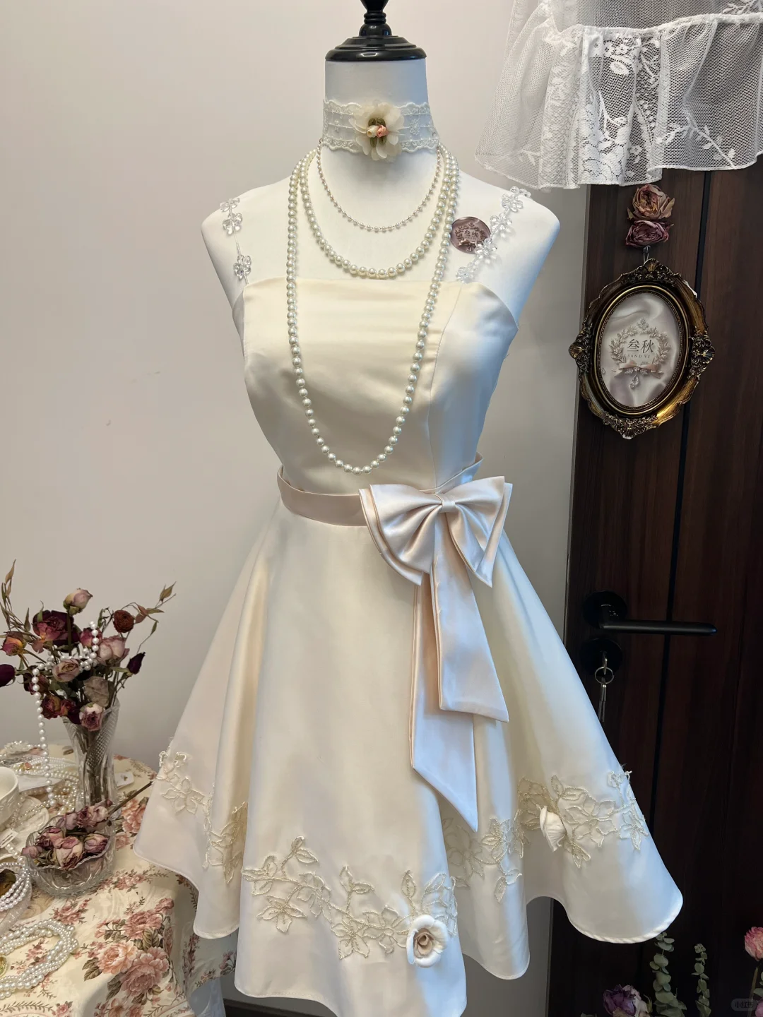 White crystal suspenders waist slimming big skirt short skirt homecoming dress R4165