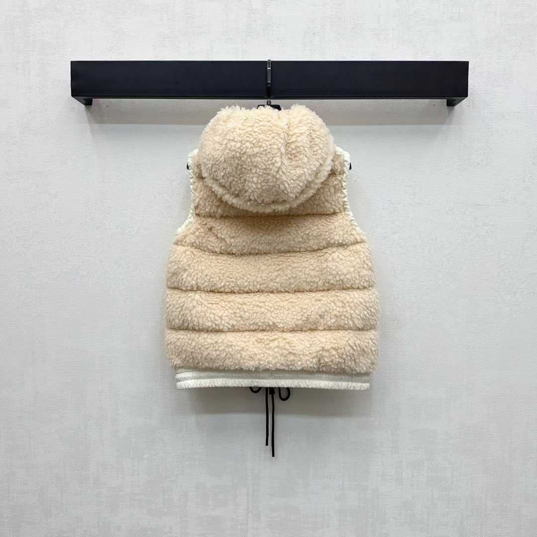 Moncle 25 Teddy Plush Down Vest in Beige