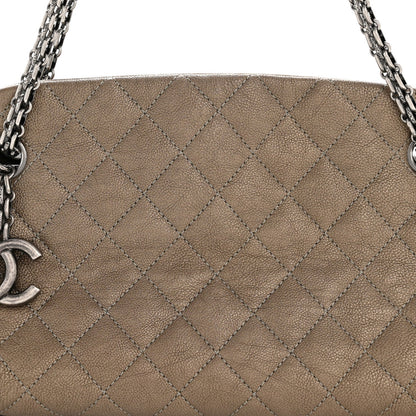 Metallic Caviar Quilted Medium Just Mademoiselle Beige
