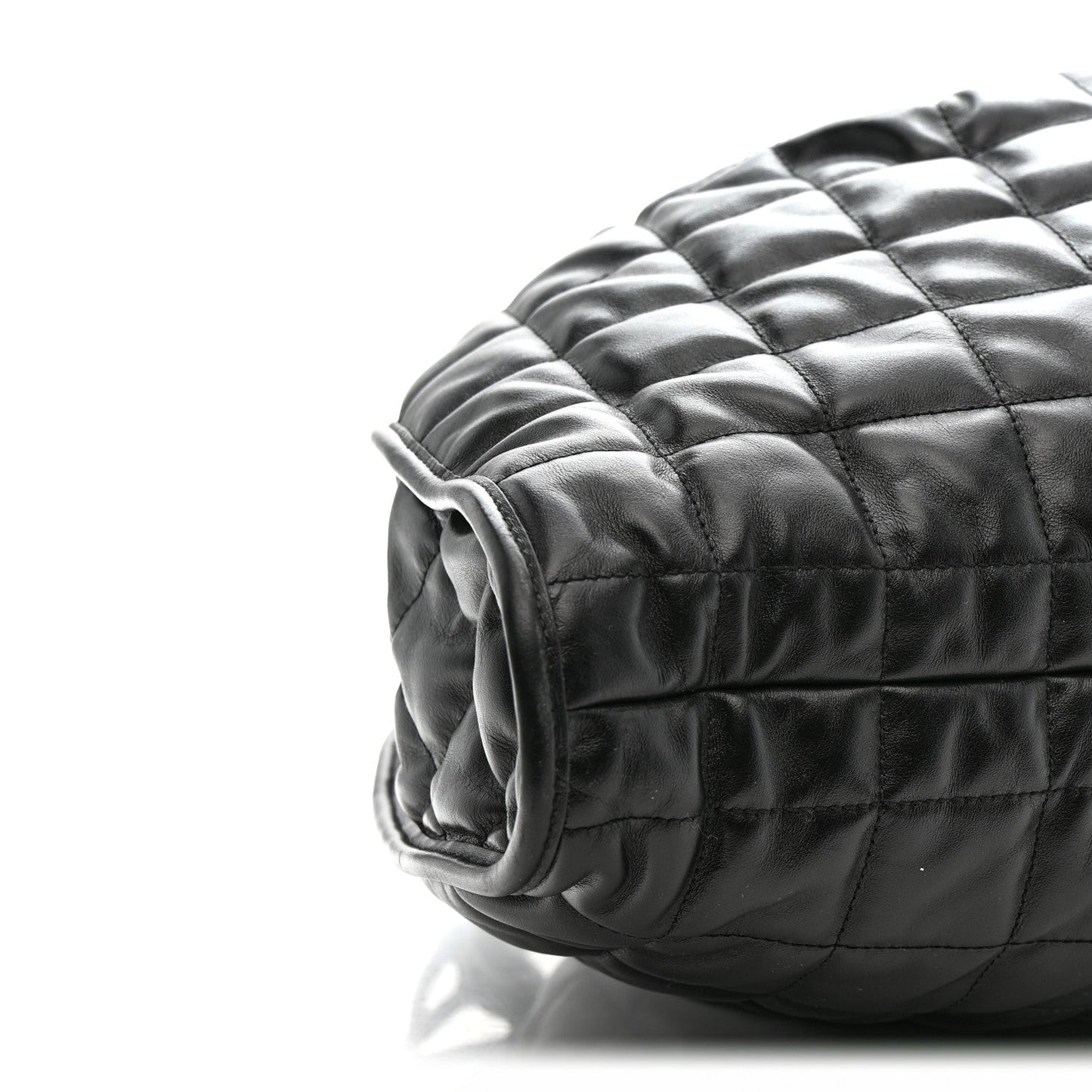 Calfskin Quilted Large Deco Tote Bag Black