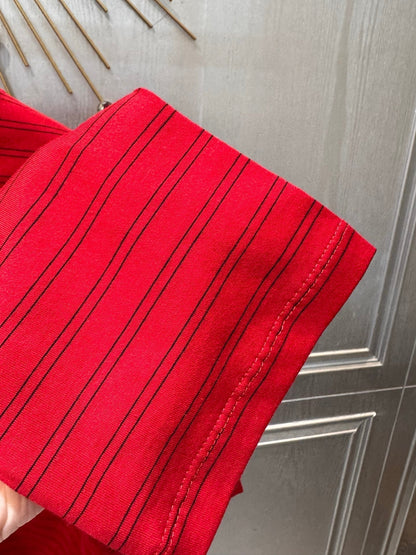 Miumiu 2026 Striped Long-Sleeve T-Shirt Red Cotton