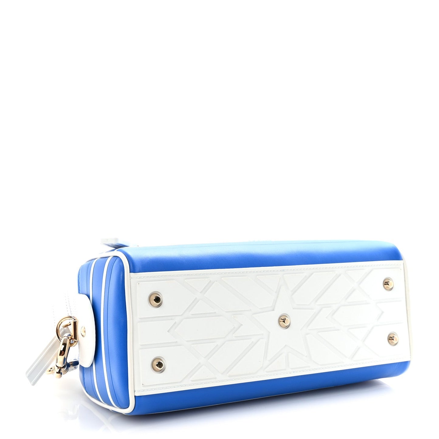 Calfskin Small Dior Vibe Zip Bowling Bag Blue