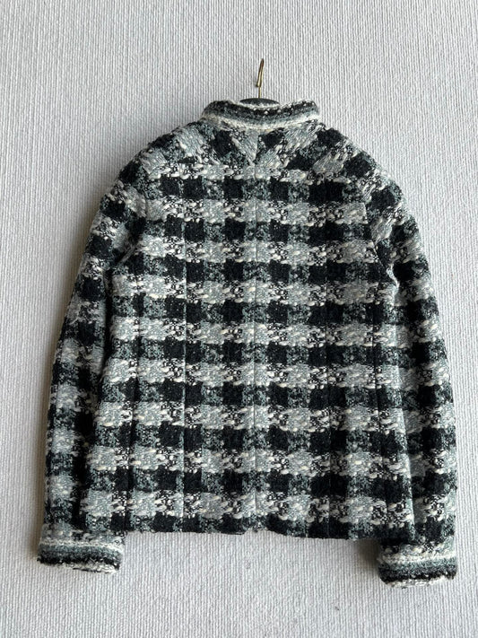 Chanel 2025 Plaid Tweed Jacket Black Wool Polyester 325363