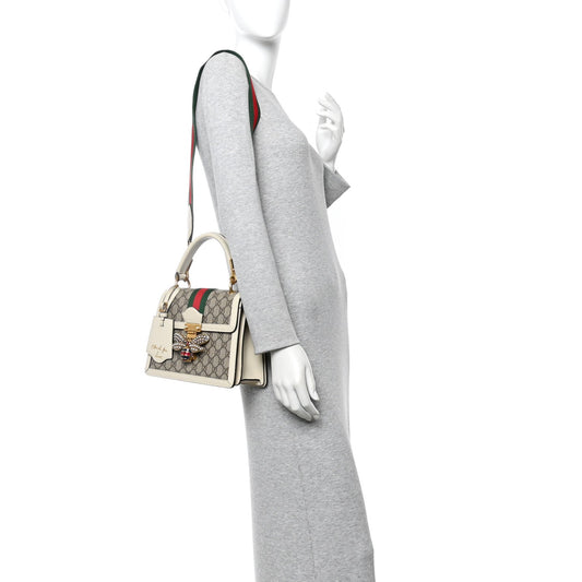 GG Supreme Monogram Small Queen Margaret Top Handle Bag White