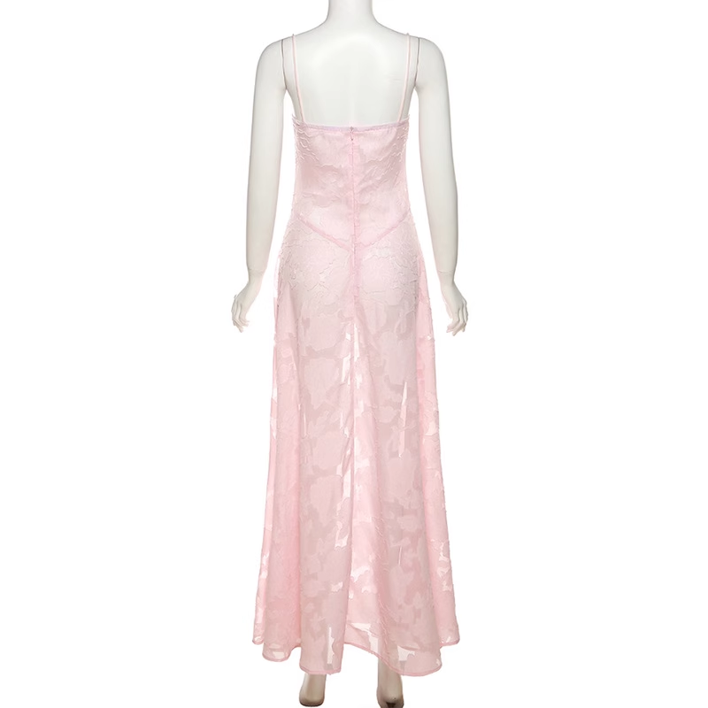 Vintage Pink Applique Spaghetti Strap Design A-line Party Dress TP3885