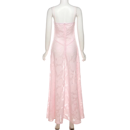 Vintage Pink Applique Spaghetti Strap Design A-line Party Dress TP3885