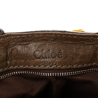 Snakeskin Grained Calfskin Chevron Paddington Brown