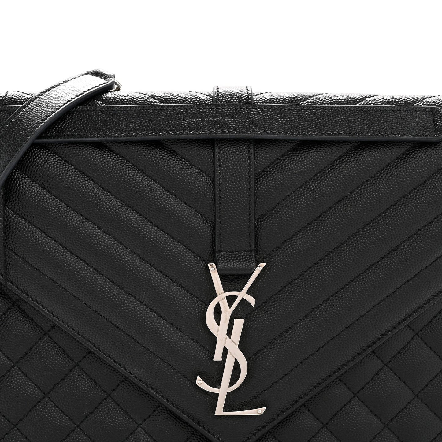 Grain De Poudre Textured Mixed Matelasse Large Triquilt Monogram Satchel Black