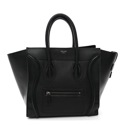 Drummed Calfskin Mini Luggage Black