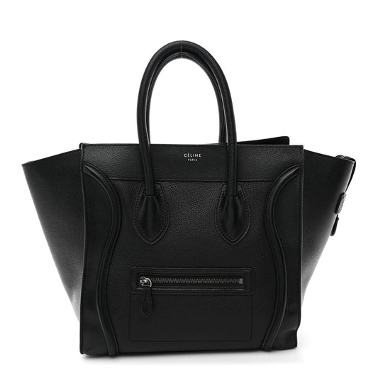 Drummed Calfskin Mini Luggage Black