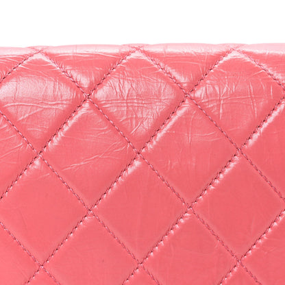 Crumpled Calfskin Quilted Bi Vintage Small Single Flap Pink