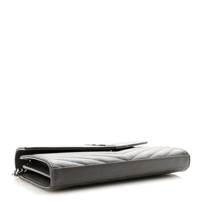 Grain De Poudre Matelasse Chevron Monogram Chain Wallet Earth