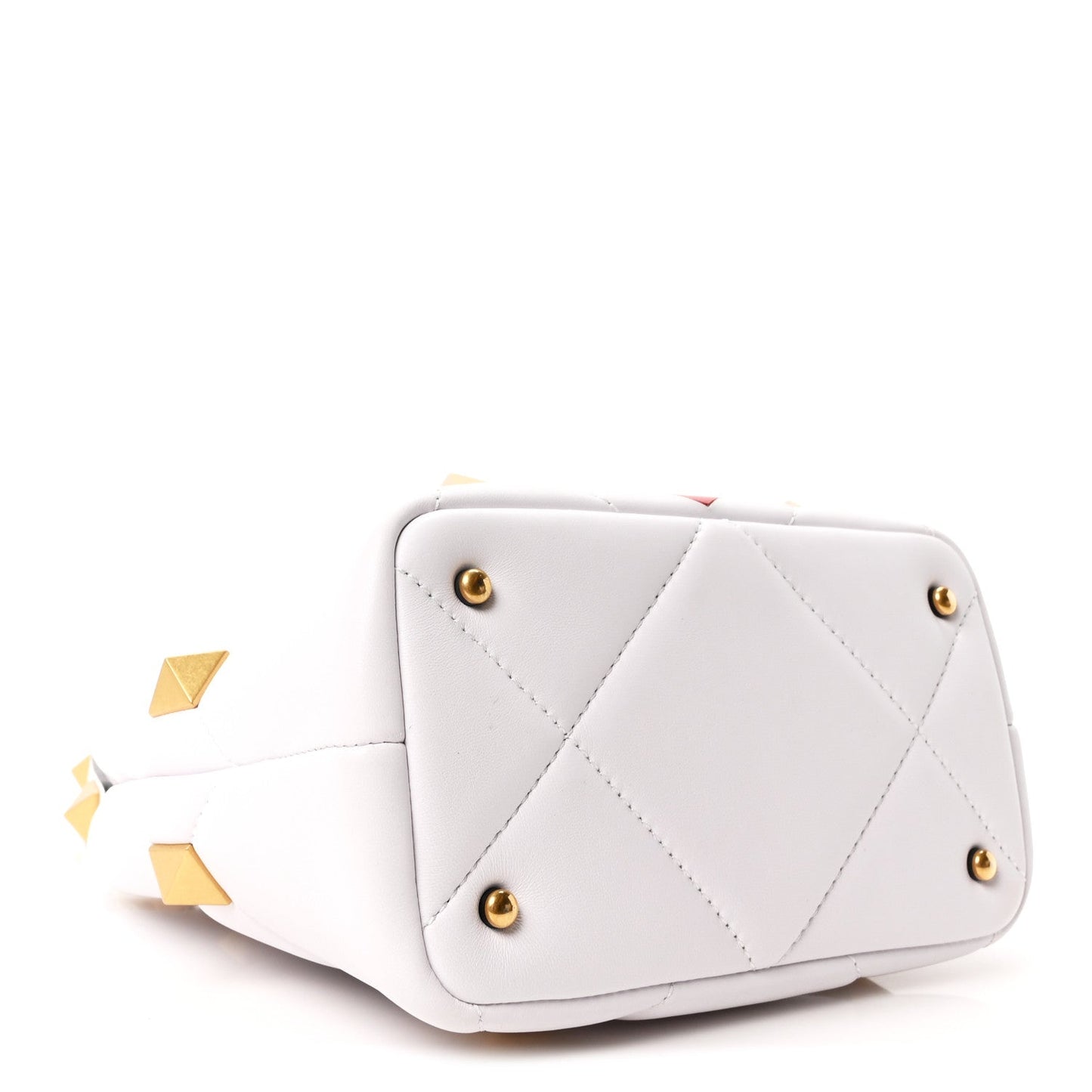 Nappa Small Heart Roman Stud The Handle Bag Ivory White