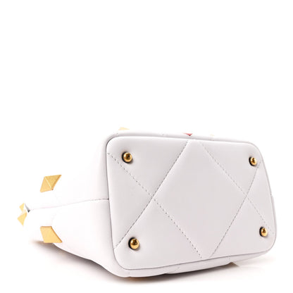 Nappa Small Heart Roman Stud The Handle Bag Ivory White