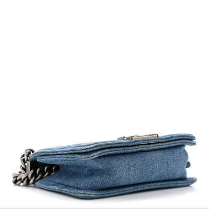 Denim Quilted Small Boy Flap Blue