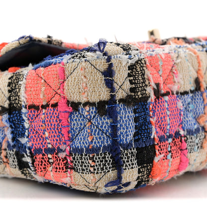 Tweed Quilted Mini Rectangular Flap Blue Orange Pink