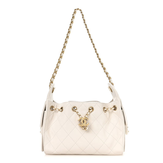 Caviar Quilted Mini Chanel 25 Handbag White
