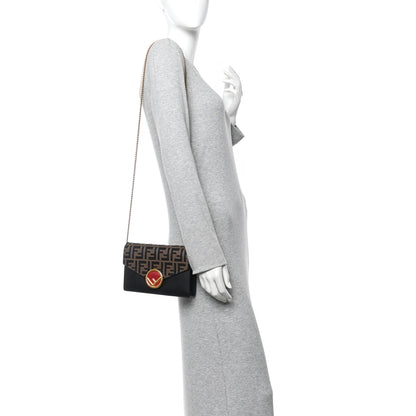 Vitello Cruise F is Fendi Bi-Color FF 1974 Embossed Medium Envelope Wallet On Chain Black Maya