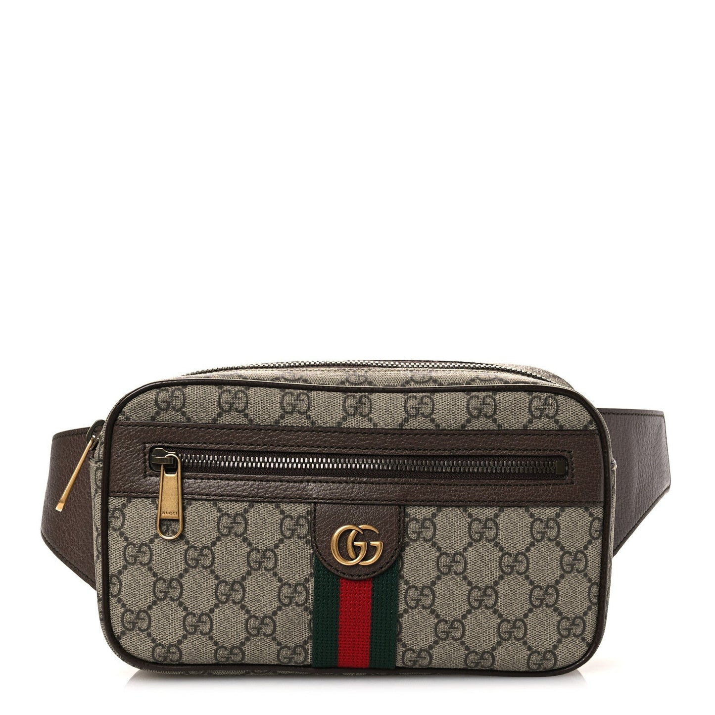 Soft GG Supreme Monogram Medium Ophidia Belt Bag Dark Brown