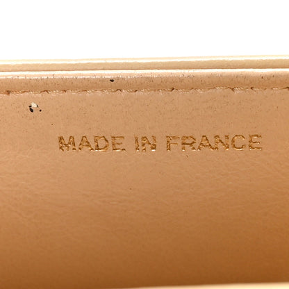 Lambskin Ribbon Stitched Flap Beige