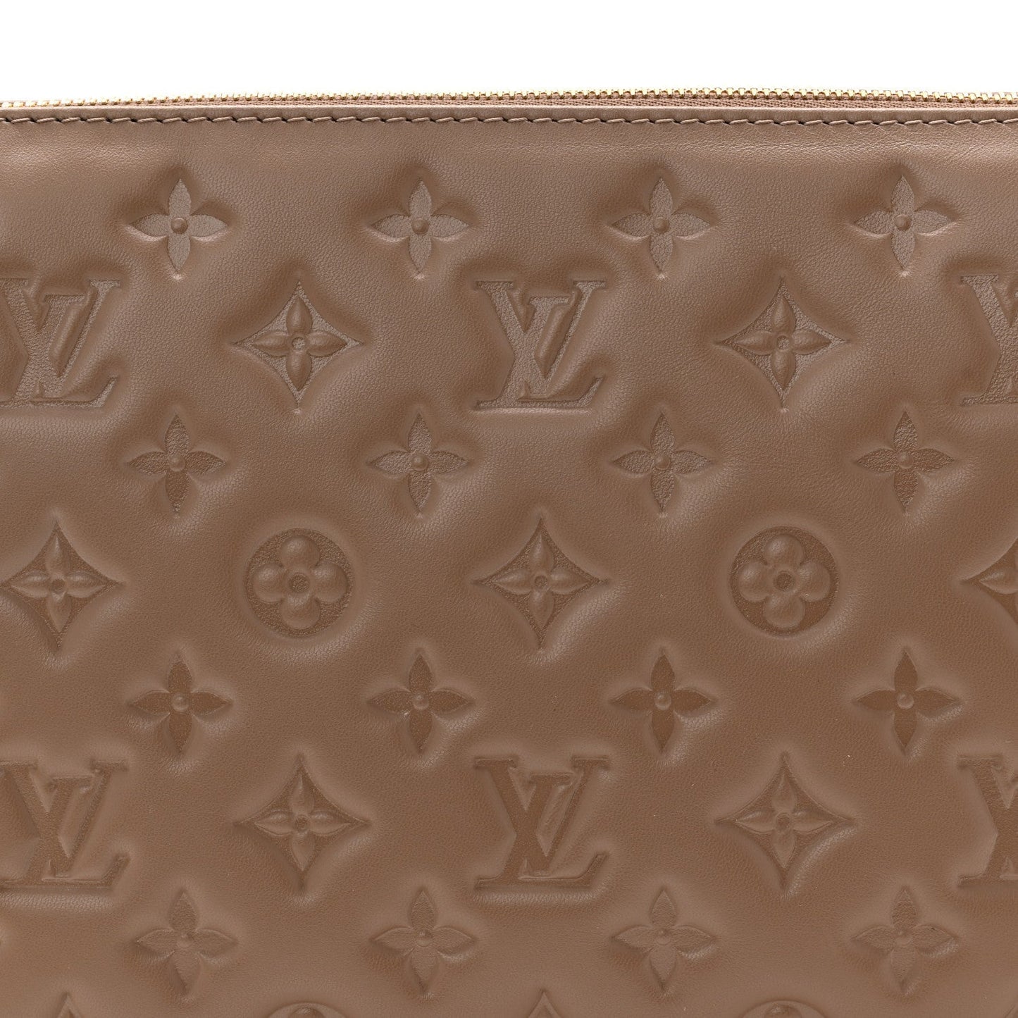 Lambskin Embossed Monogram Coussin PM Taupe