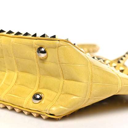 Crocodile Small Rockstud Tote Jonquill